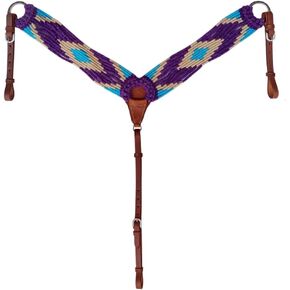 Western Western 3-1/2" Wide Handwoven Breast Collar w/Harness Leather Uptugs 55JWool