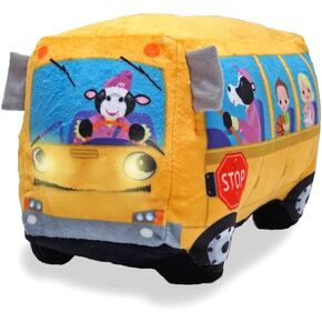 Cuddle Barn | Wheelie 8" School Bus Singing Stuffed Animal Plush Toy | Mouth Moves and Eyes Light Up | Sings Wheels on The Bus