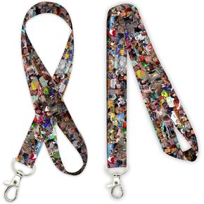 Funny Meme Collage Gag Gift Lanyard Keychain