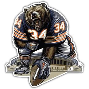 Chicago City Bearzzz Football Mascot Die-Cut Sticker Decal 5'' X 5''
