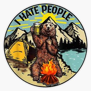 Generic Bear Camping I Hate People Sticker Vinyl Decal Wall Laptop Window Car Bumper Sticker 5 Inch, PNP-CAMP-STICKERS-138