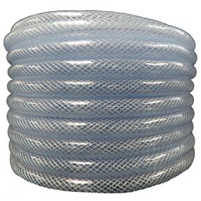 5/8" ID x 3/4" OD x 50 Feet- Flexible Non Toxic Clear High Pressure, Reinforced, PVC Braided Vinyl Tubing