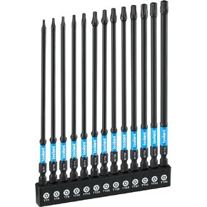 toolant Impact Torx Bit Set 27pcs (TT7-TT40), S2 Steel Security Torx Bit Set, Tamper Proof Star Bit Set with CNC Machined Tips, 1"&2" Long Impact Bits with Magnetic Bit Holder and Storage Box