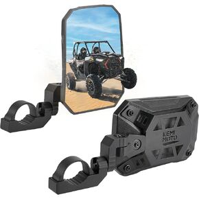 KEMIMOTO UTV Side Mirrors, One Mirror Two Purposes 8" x 5.3" Wide View for 1.65-2 inch Roll bar Compatible with Polaris RZR/Can Am X3/Pioneer/Talon/Teryx/CFMOTO Tool-free Multi-Adjustment