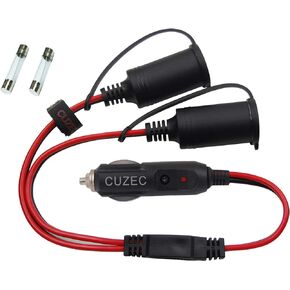 14AWG 1 to 2 Car Cigarette Lighter 14 AWG Cord 12v / 24v Car Cigarette Lighter Splitter, Power Charger Adapter 2-Way Waterproof Socket Splitter
