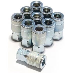 Primefit TC1414FS6-B10-P 1/4-Inch 4-Ball Steel Female Automotive Coupler Contractor Pack, 10-Piece