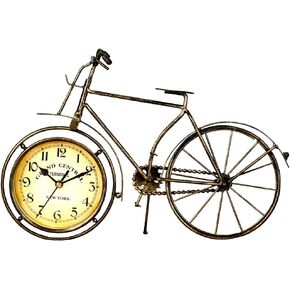 Desk Clock Vintage Table Bike Clock Desktop Silent Metal Clock for Office Bedroom Quartz Decor Black