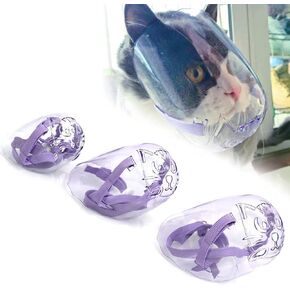 3PCS Cat Muzzle Set Transparent Breathable Dog Muzzles Mouth Guard from Biting Chewing Grooming Restraint for All Cats and Pointed Mouth Dogs (Small Medium Large Size)