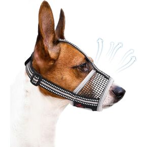 Dog Muzzle,Soft Mesh Breathable Muzzle, Air Mesh Dog Muzzle with Reflective & Adjustable Strap for for Biting Chewing Grooming,Allow Panting Drinking,Dog Muzzle for Medium Large (L, Black)