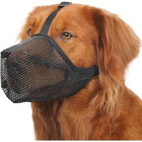 Dog Muzzle, Soft Mesh Dog Muzzles for Small Medium Large Dogs, Breathable Dog Mouth Guard with Adjustable Strap and Fasten Buckle for Scavenging, Licking, Biting and Chewing(Black,XXS)