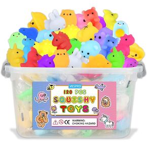 VESPRO 120PCS Mochi Squishy Toys for Kids and Adult, Squishies Squishy Toy Party Favors, Mini Kawaii Squishies Mochi Stress Reliever Anxiety Toys, 3+Ages
