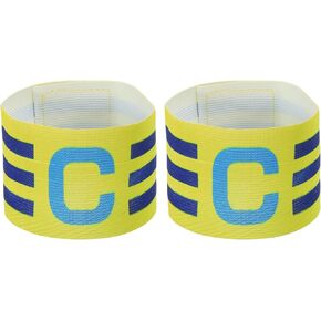 PATIKIL 12.2x2.5 Soccer Captain C Armband, 2 Pack Nylon Unisex Elastic Arm Badge Adjustable for Youth Adult Team Training, Yellow