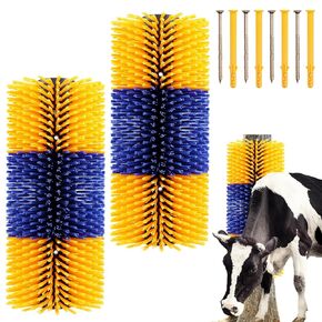 Livestock Scratch Brush, 2PCS Cow Brush with 4 Screws, Cow Scratcher, Horse Brushes for Grooming, Cattle Supplies for Horse, Goat, Cow, Pig Massage Brush Itchy Livestock Back Massage