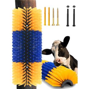 Livestock Scratching Brush, 17.7 * 7.8'' Cow Brush for Scratching Itchy,Cattle Scratcher with 2 Kinds Screws can be Freely Mounted,Best Livestock Brush for Horses,Cows,Donkeys,Goats,Sheep,Pigs,Deer