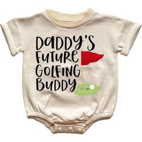 إعلان الحمل الخاص بـ Daddy’s Future Golfing Buddy يكشف عن بدلة رياضية في المستقبل هدية لاعب الجولف من Papa's Golfing Buddy Romper (6-12 شهرًا، Papa Golfing Buddy مطبوع بأكمام قصيرة) in Kuwait