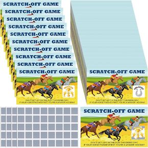 160 Pcs Derby Horse Race Party Game Scratch Off Cards Includes 150 Pcs [Unlucky] and 10 Pcs [Winner] with Scratch Off Stickers Derby Party Supplies Birthday Games for Adults