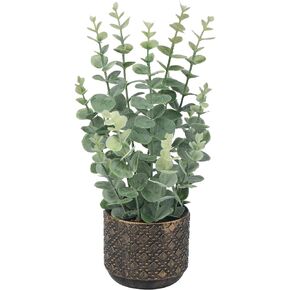 Artificial Plants Indoor Small, Mini Fake Potted Plants Faux Greenery for Shelf, Table, Bathroom and Kitchen Decor - Desk Plants for Office and Home Decoration (Eucalyptus Leaf)