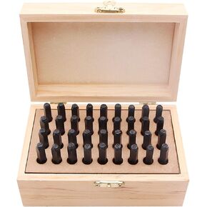 5/16 inch (8mm) Letter and Number Stamp Set, 36-Piece Carbon Steel Metal Stamp Set, alphanumeric Punching Set with Wooden case, for Metal, Jewelry, Leather, Wood in Kuwait