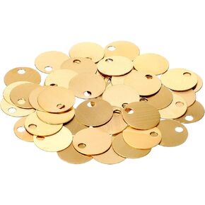 1.50 Inch Solid Brass Tags for Stamping, Round Golden Blank Brass Tag with Hole for Pets, Plants, Valve, Keys, Doors (150 Pcs)