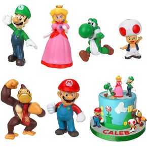 6 عبوات من ألعاب فيلم ماريو - (5 بوصات) شخصيات ماريو بروس أكشن الأميرة الخوخ - ألعاب ماريو للأولاد من 4 إلى 6 سنوات in Kuwait