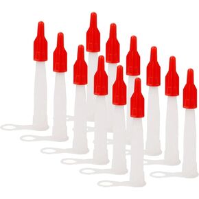 12 extension pipes for caulking nozzles, each with a red cover