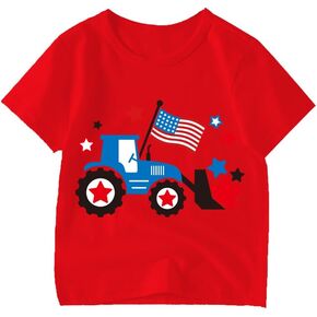 Boys 4th of July Shirt Girls American Flag Tees Toddler Kids USA Flag Independence Day Patriotic Kids Short Sleeve T-Shirt