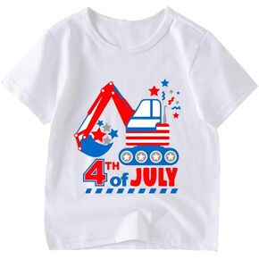 Boys 4th of July Shirt Girls American Flag Tees Toddler Kids USA Flag Independence Day Patriotic Kids Short Sleeve T-Shirt