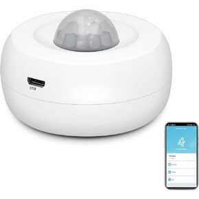 WiFi Smart Motion Sensor: Wireless PIR Motion Detector, Indoor Infrared Sensor with Free App Alerts, 360 Degree Detection Range, No Hub Required, Home Security Alarm Compatible with Alexa