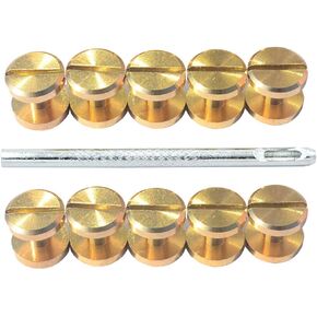 DGOL 12 Pairs Brass Backscrews with Hole Punch Golden Leather Fasteners Sturdy Binding Rivets Belt Strap Collar Back Screws Length (0.158 inch)