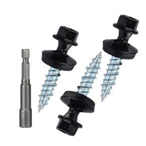 Metal Roofing Screws 10 x 2-1/2 inch, Brite White Hex Head Sheet Metal Roof Screw with EPDM Washer for Corrugated Roofing (250Pcs)