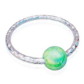 Hammered Helix Ring Hoop Blue Opal 20 Gauge - 925 Silver Cartilage Piercing Ring For Women Men - Handmade Earring jewelry