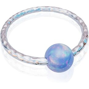 Hammered Helix Ring Hoop Blue Opal 20 Gauge - 925 Silver Cartilage Piercing Ring For Women Men - Handmade Earring jewelry in Kuwait