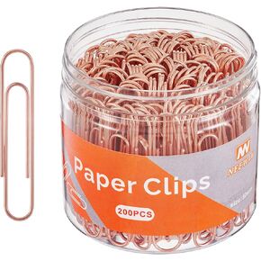 Rose Gold Paper Clips, 200 Count Large Size, 2 Inch Jumbo Paperclips, School and Office Supplies