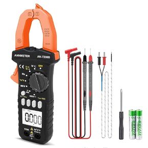 AIOMEST Digital Clamp Meter, TRMS 6000 Counts Multimeter NCV Tester for AC/DC Voltage Current Capacitance Temp Frequency Resistance Measuring with Backlit AI-7200B