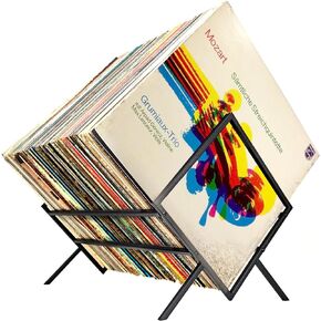 Vinyl Record Holder Holds up to 80-100 LP Storage Matte Black Metal Design Vinyl Display Storage