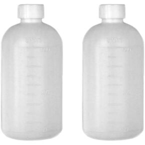 2PCS 500ml/17oz Plastic Small Mouth Graduated Lab Chemical Reagent Bottle Sample Sealing Bottle with Inner Plug Leak-proof Laboratory Reagent Bottle Boston Rounds Liquid Storage Containers Jar Pot