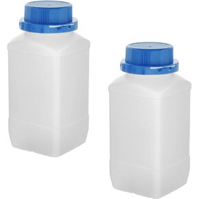 Othmro 2Pcs Plastic Bottles Lab Chemical Reagent Bottles 500ml/17oz Wide Mouth Plastic Containers Liquid/Solid Square Sample Storage Containers Sealing Bottles Black with Anti-theft Cap for food store