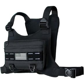 Sports Chest Bag For Men -Tactical Backpack Anti Theft Chest Pack Breathable Running Vest Pouch Water Resistant Reflective With Phone Holder For Workouts Cycling&Hiking