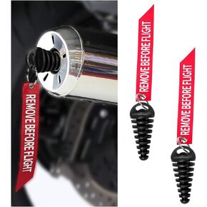 2PCS Motorcycle Muffler Exhaust Wash Plug, Dirt Bike Muffler Exhaust Tail Pipe Air-bleeder Plug, Universal Fit（Black）
