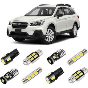 White Interior LED Lights Kit for Subaru Outback 2010 2011 2012 2013 2014 2015 2016 2017 2018 2019 2020 Super Bright 6000K LED Light Bulbs Package +License Plate Lights and Install Tool