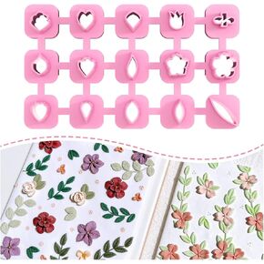 Keoker Mini Polymer Clay Cutters - 15 Shapes Mini Flower Polymer Clay Cutters for Earrings Making, Leaf Clay Earring Cutter Set, Clay Cutters for Polymer Clay Jewelry