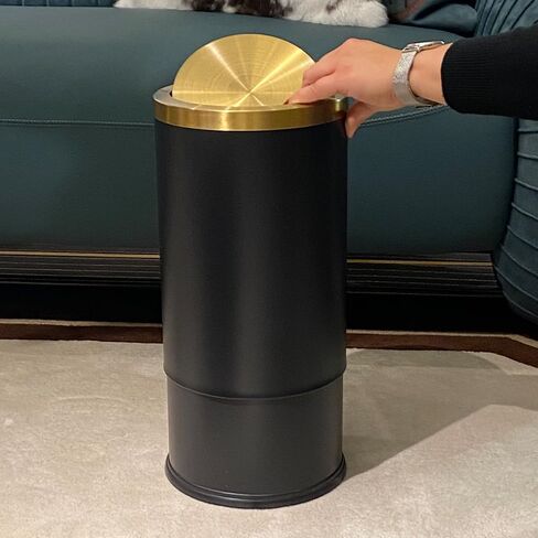 Stainless Steel Trash can,Bathroom Trash can with lid，Small Trash Can with Flipping Lid, 2.4gallon,Garbage cans for Kitchen，Living Room. Metallic Gold (Single) in Kuwait