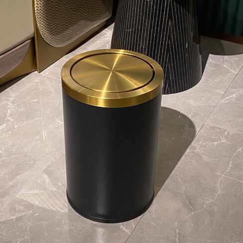 Stainless Steel Trash can,Bathroom Trash can with lid，Small Trash Can with Flipping Lid, 2.4gallon,Garbage cans for Kitchen，Living Room. Metallic Gold (Single) in Kuwait