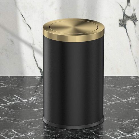Stainless Steel Trash can,Bathroom Trash can with lid，Small Trash Can with Flipping Lid, 2.4gallon,Garbage cans for Kitchen，Living Room. Metallic Gold (Single) in Kuwait
