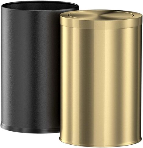 Stainless Steel Trash can,Bathroom Trash can with lid，Small Trash Can with Flipping Lid, 2.4gallon,Garbage cans for Kitchen，Living Room. Metallic Gold (Single) in Kuwait