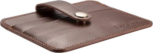 حامل بطاقات جلدية، حافظة بطاقات الهوية من الجلد الطبيعي النحيف من NUOYOU، محافظ صغيرة الحجم وحامل بطاقات الائتمان ومحفظة جيب أمامية (جلد الغنم، أحمر بني) in Kuwait