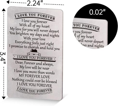 Wallet Card，Metal Engraved Wallet Insert Card（I LOVE YOU FOREVER), Metal Gift Card for Him or Her, Anniversary Card for Wedding, Birthday and Valentine's Day in Saudi Arabia