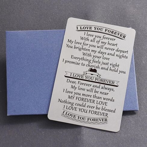 Wallet Card，Metal Engraved Wallet Insert Card（I LOVE YOU FOREVER), Metal Gift Card for Him or Her, Anniversary Card for Wedding, Birthday and Valentine's Day in Saudi Arabia