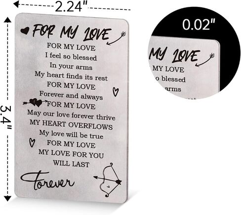 Wallet Card，Metal Engraved Wallet Insert Card（I LOVE YOU FOREVER), Metal Gift Card for Him or Her, Anniversary Card for Wedding, Birthday and Valentine's Day in Saudi Arabia