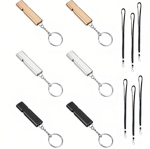 6 قطع من صفارات الإنقاذ الطارئة، مع سلسلة مفاتيح قصيرة للتنزه في الهواء الطلق، وركوب القوارب وصيد الأسماك، وإشارة إنقاذ الأطفال، صفارة نجاة ثلاثية الأنبوب مزدوجة in Kuwait